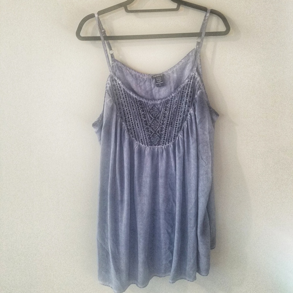 Torrid Distressed Embroidered Tank Top